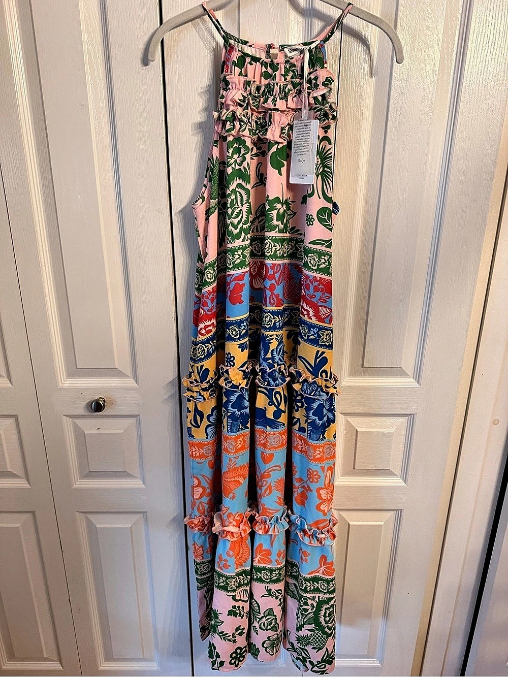 Grace Karin Floral Ruffle dress in Pink & Blue NWT